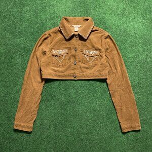 Women’s Papaya Corduroy Jeweled Cropped Jacket Brown Medium